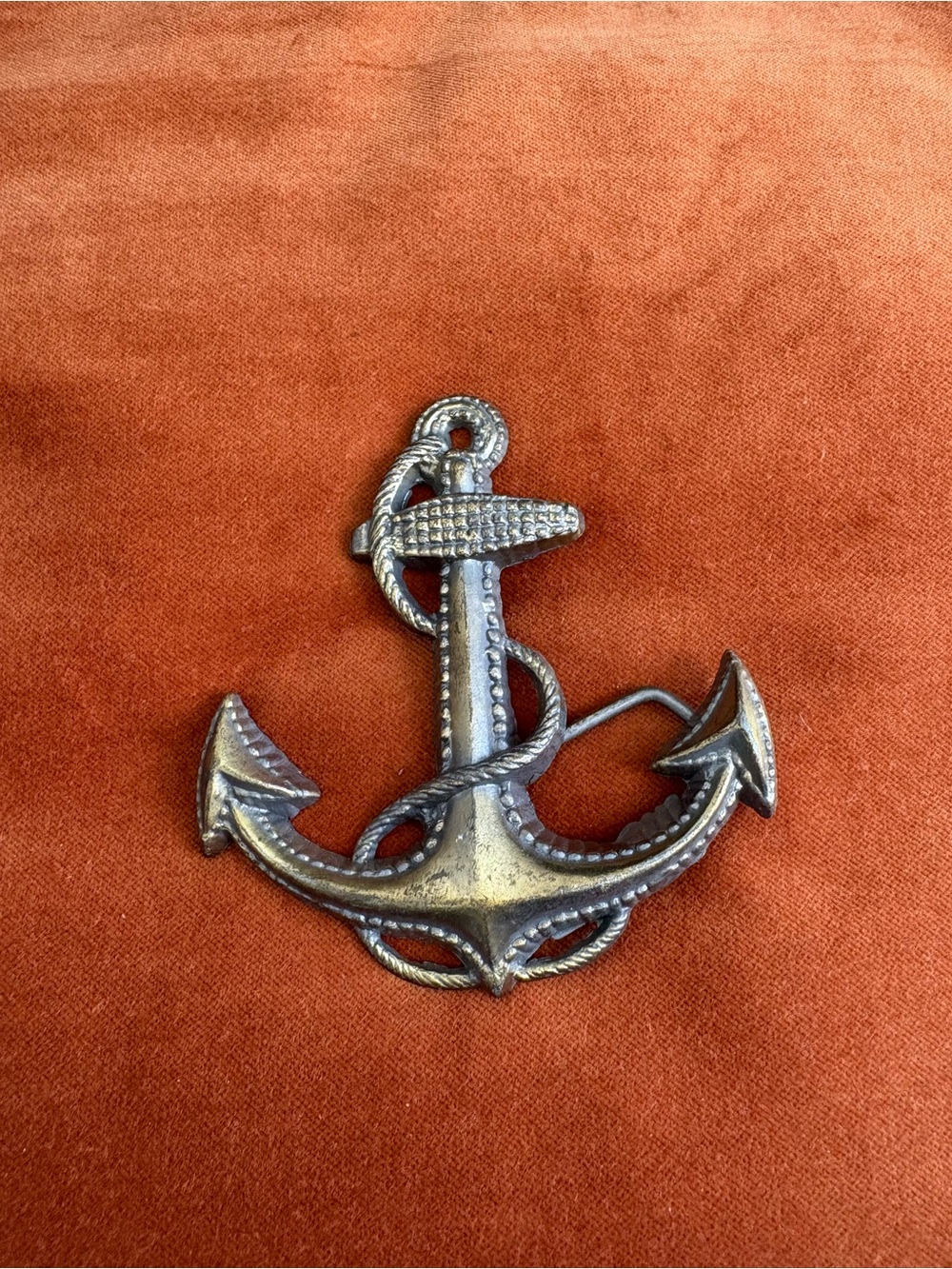 Vintage-Inspired Silver Anchor Belt Buckle - Women's Accessory